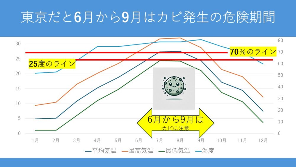 カビの発生は6月から9月が危険な期間